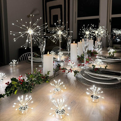 x3 Large Starburst Table Lamps Silver