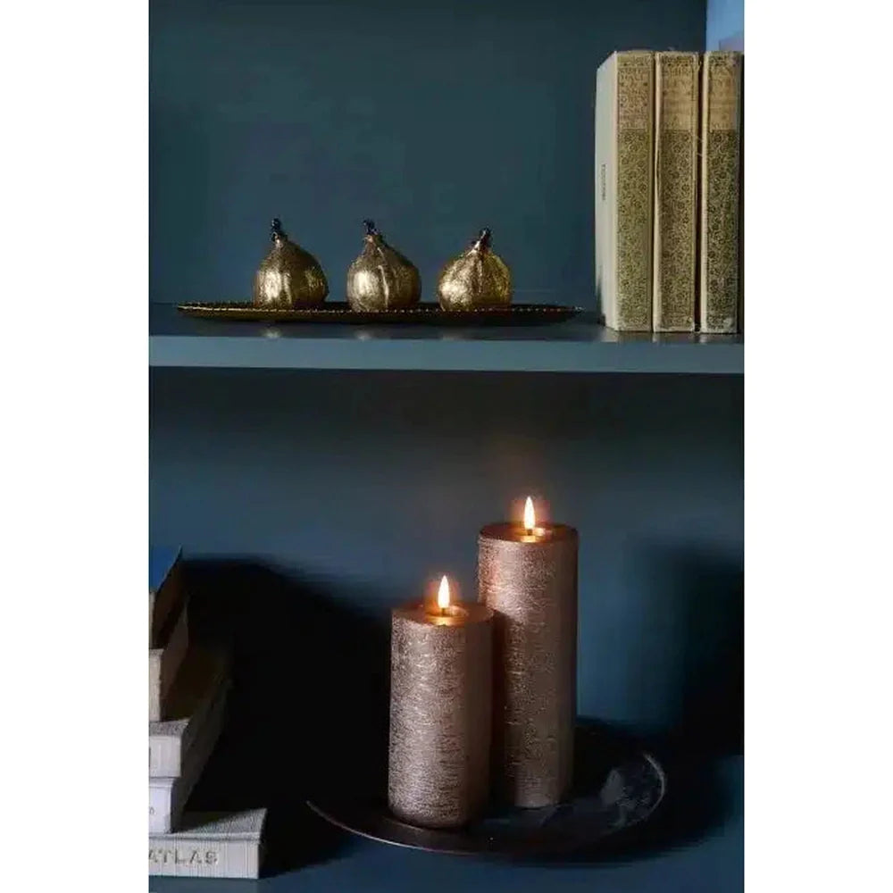 x6 Metallic Pillar Candles Dark Champagne