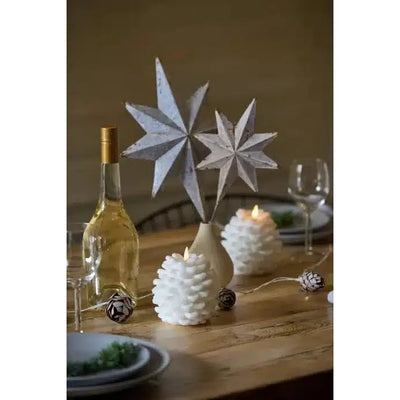 x6 Pinecone LED Candles White