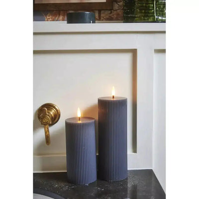 X6 Ribbed LED Candles Grey