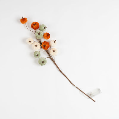 x2 Velvet Pumpkin Pre Lit Stems Orange