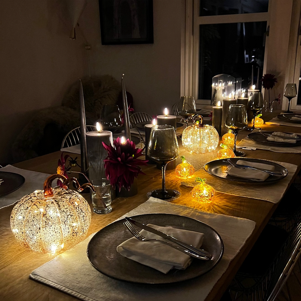 x24 Mini LED Glass Pumpkins