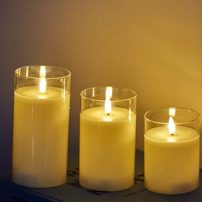 X3 LED Glass Candles