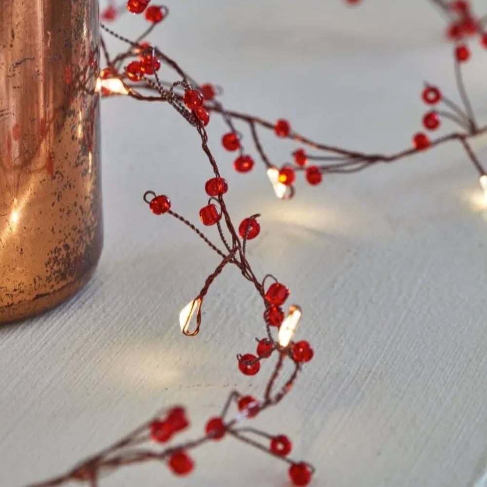 Jewel Cluster Garland Lights Red