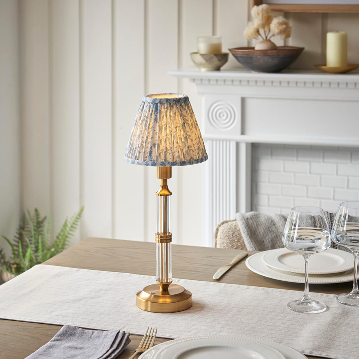 Morton Rechargeable Table Lamp with Leaf Shade