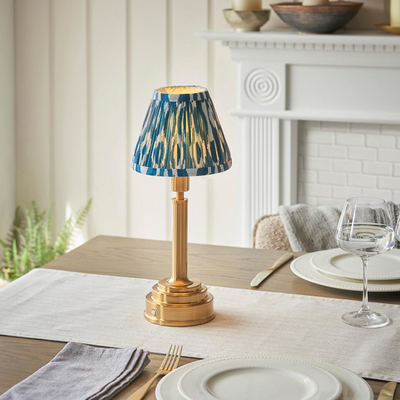 Upton Rechargeable Table Lamp with Ikat Shade