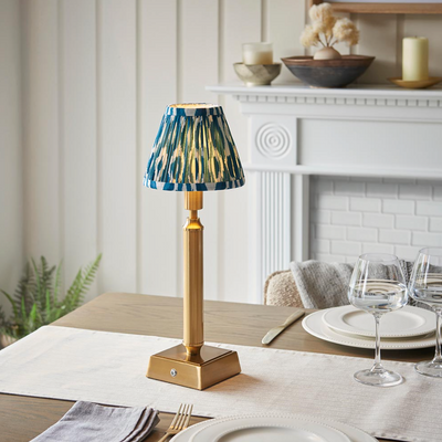 Trobridge Rechargeable Table Lamp with Ikat Shade