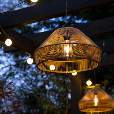 3x Rattan Solar Pendant Lights