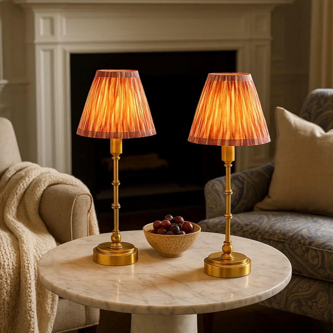 Burley Rechargeable Table Lamp with Ikat Shade