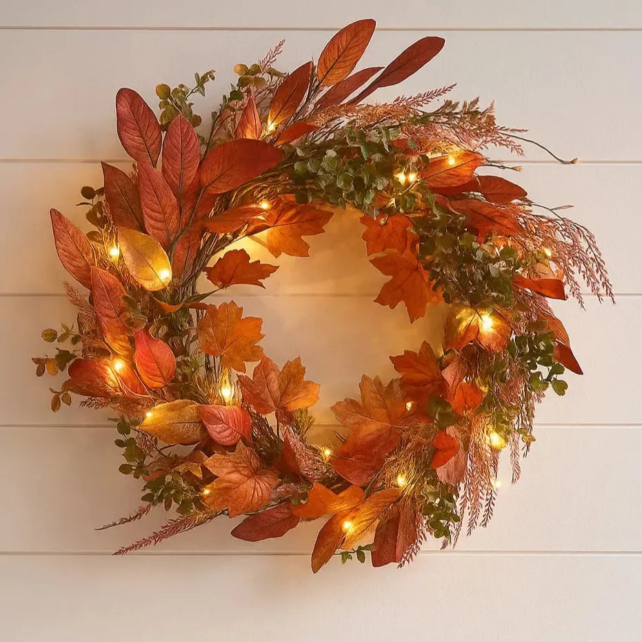 Pre Lit Maple Leaf Fall Wreath