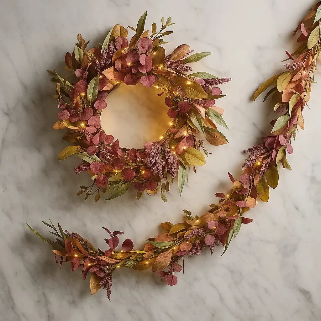 20" Inch Pre Lit Fall Wreath