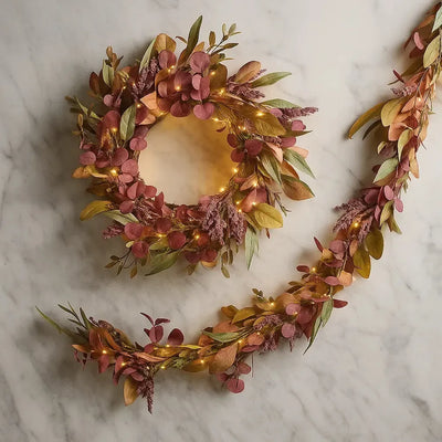 20" Inch Pre Lit Fall Wreath