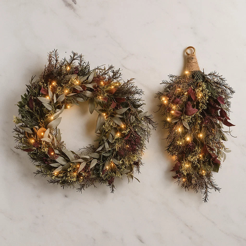 Pre Lit Winter Wreath & Branch Set