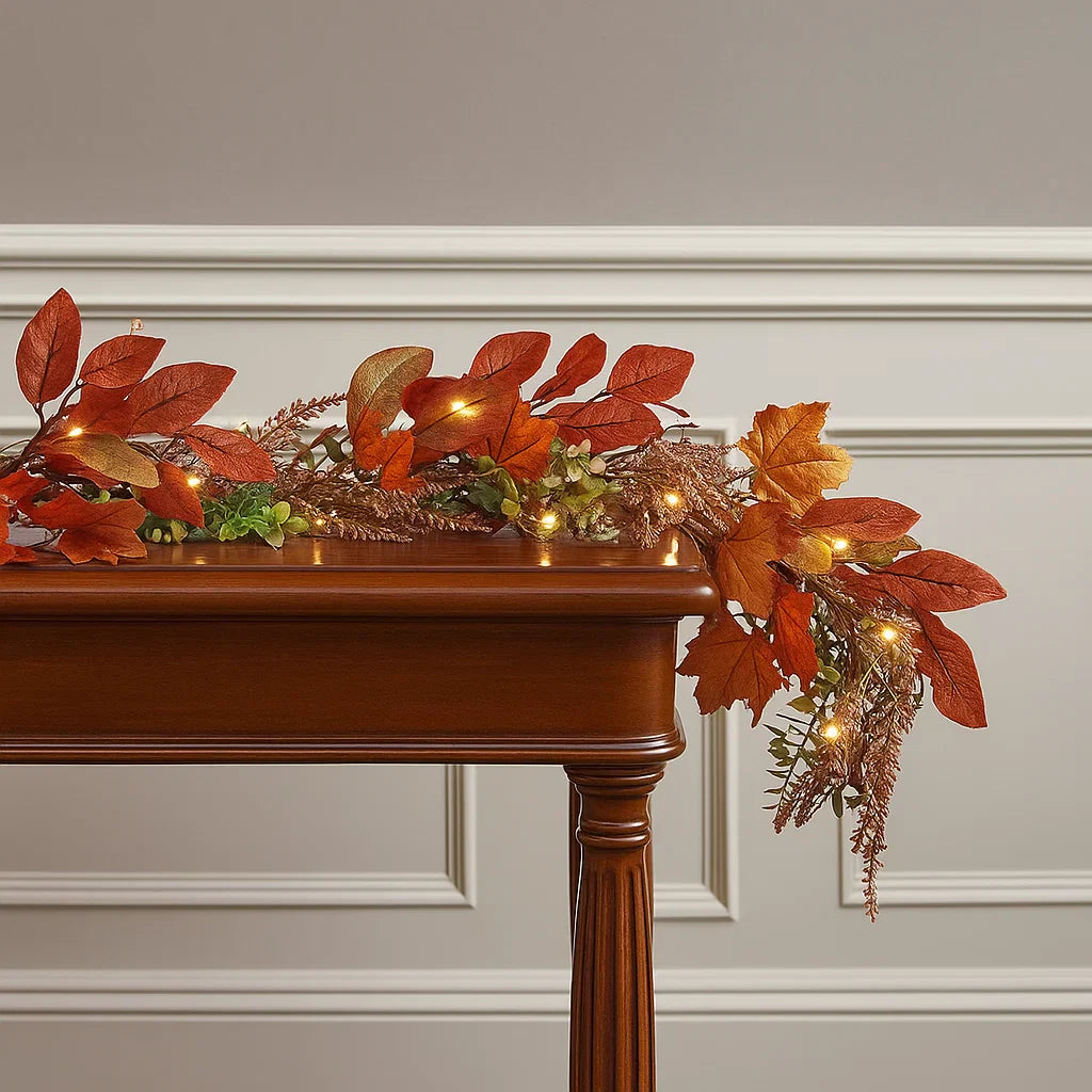 Pre Lit Maple Leaf Fall Garland