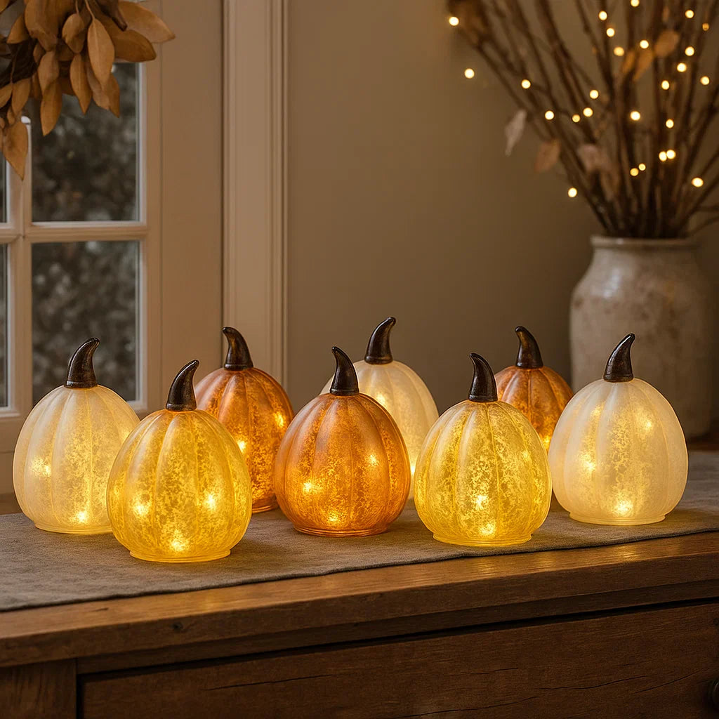 x12 Glass Table Pumpkin Lights