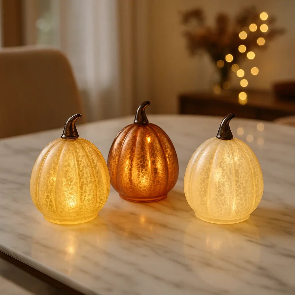 x12 Glass Table Pumpkin Lights