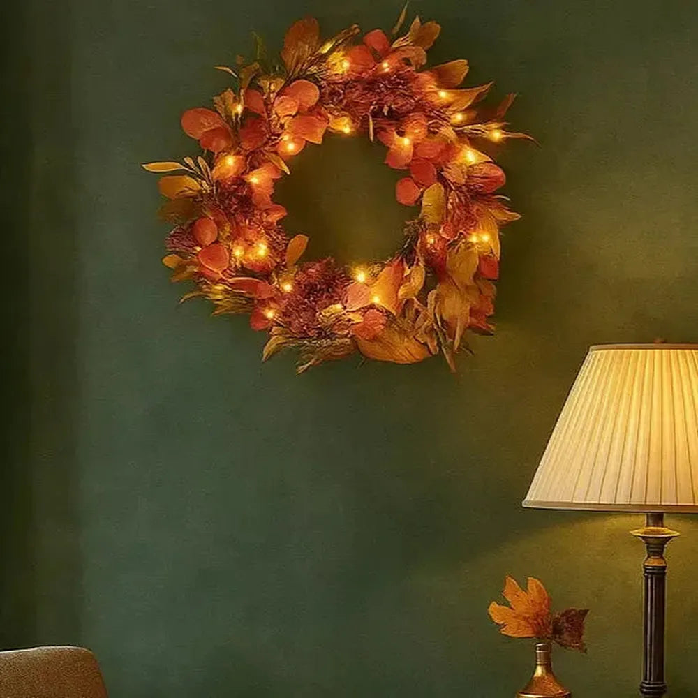 Pre Lit Maple Leaf Fall Wreath
