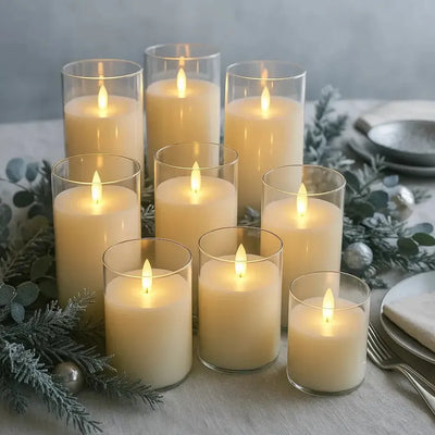 x6 Mini Starburst x6 LED Glass Candles x12 Wax Pinecones x24 Tealights