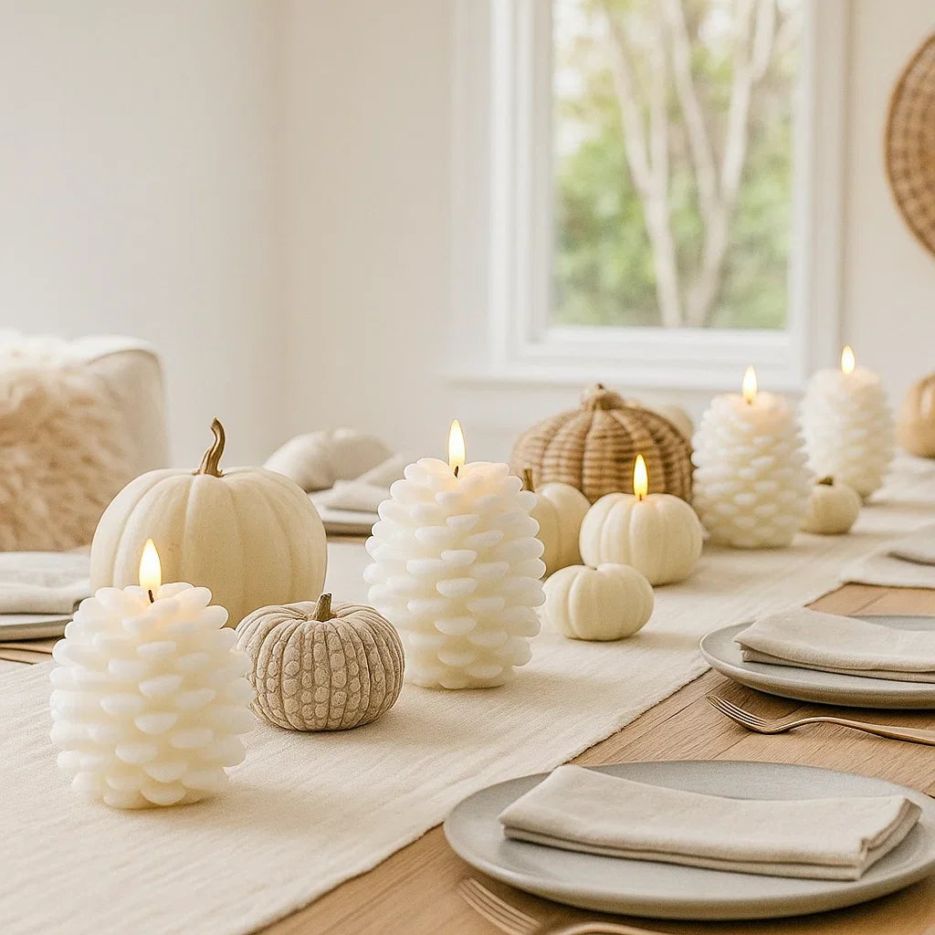 x3 Pinecone LED Candle White