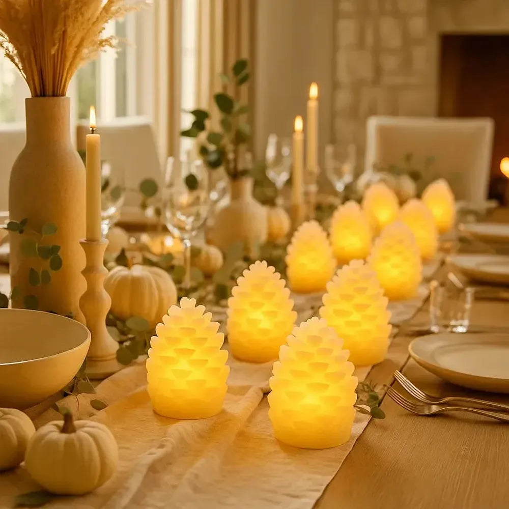 x48 LED Wax Pinecone Mini Lights