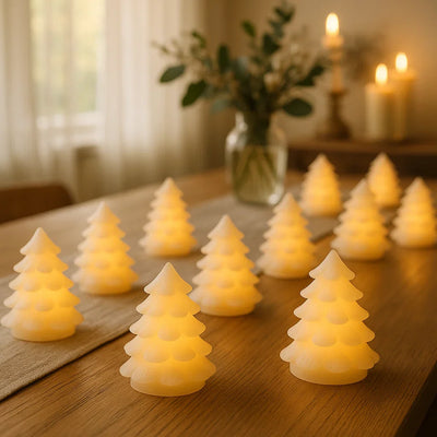 x24 LED Wax Mini Pine Tree Lights