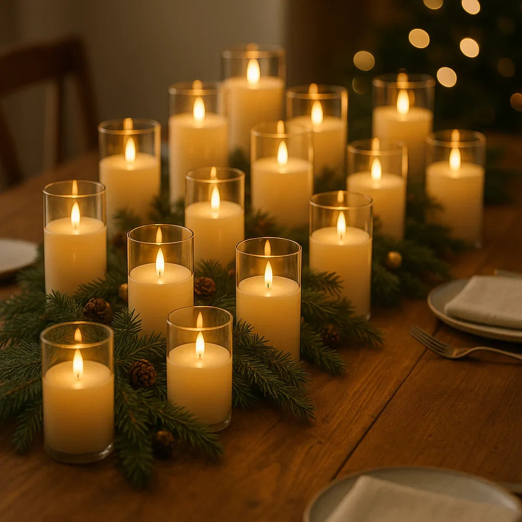 x18 LED Glass Candles