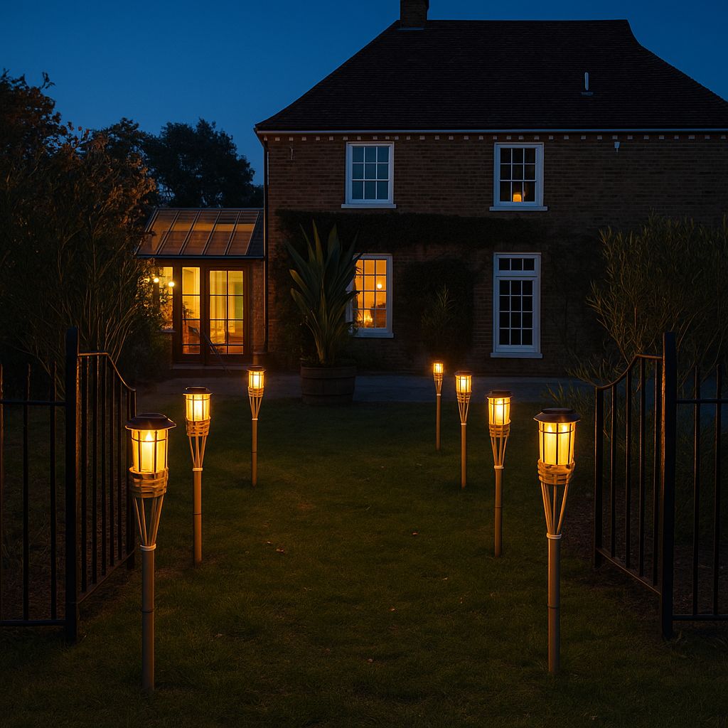 x12 Solar Bamboo Tiki Garden Torches