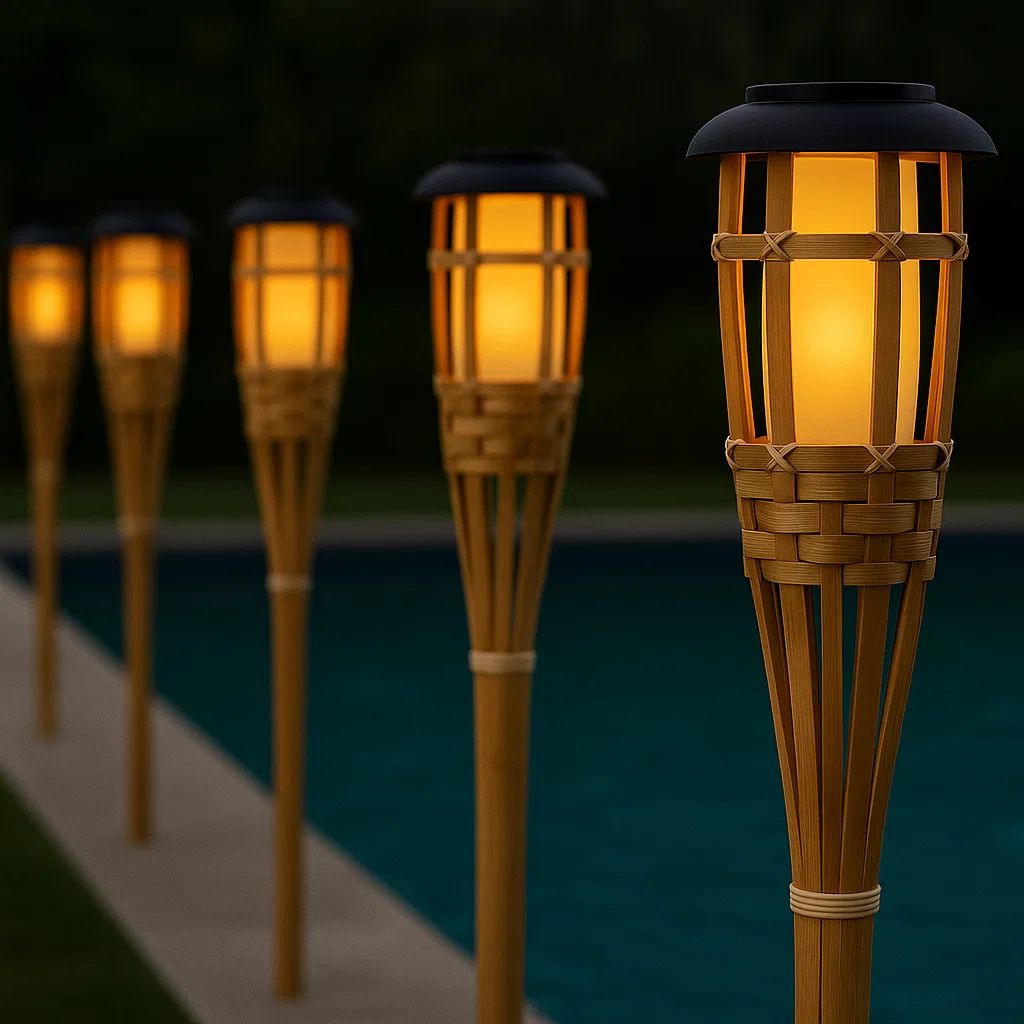 x6 Solar Bamboo Tiki Garden Torches