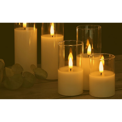 x5 White LED Glass Candle Pack