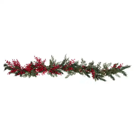 Red Berry Foliage Christmas Garland