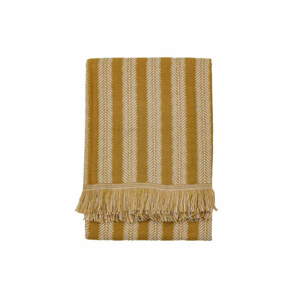 Jacquard Weave Throw with Fringe Ochre - NEST & FLOWERS