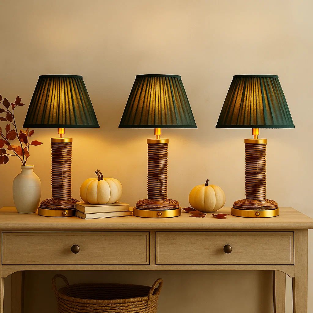 x3 Lux Rattan Re-chargeable Table Lamps