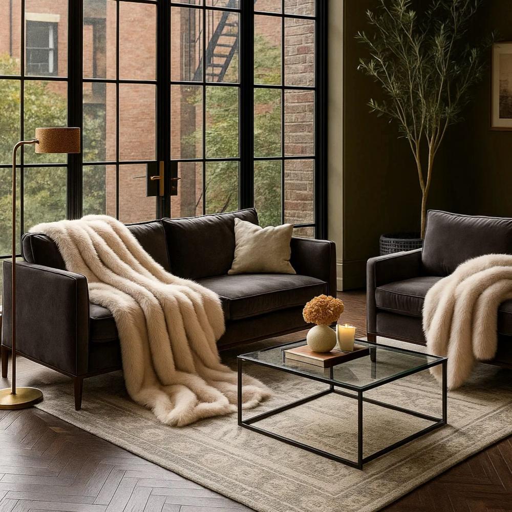 Maple Faux Fur Throw Large
