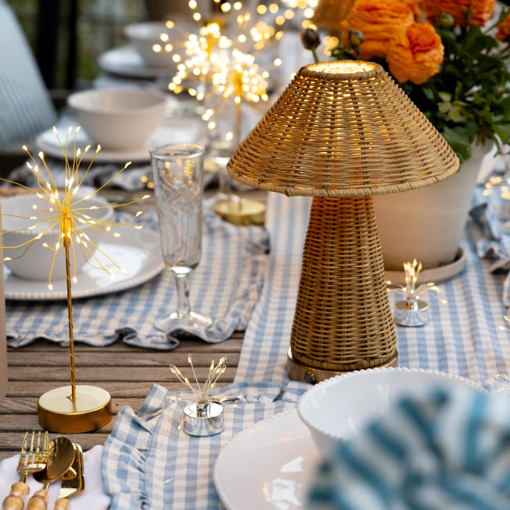 3x Rattan Rechargeable Table Lamps