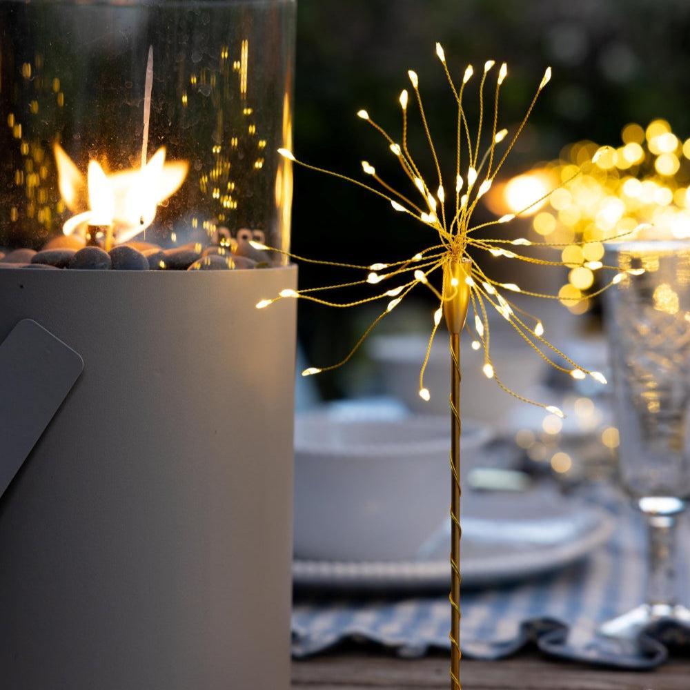 2x Rattan Table Lights x6 Mini Table Starburst & x12 Tealights Pack