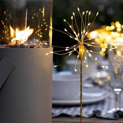 2x Rattan Table Lights x6 Mini Table Starburst & x12 Tealights Pack