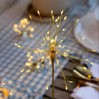 2x Rattan Table Lights x6 Mini Table Starburst & x12 Tealights Pack