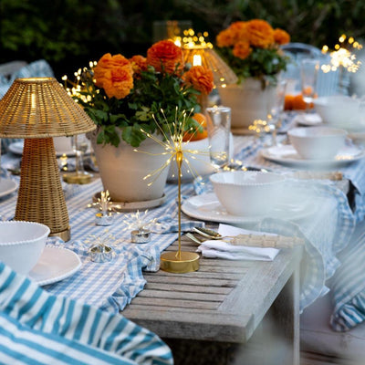 2x Rattan Table Lights x6 Mini Table Starburst & x12 Tealights Pack