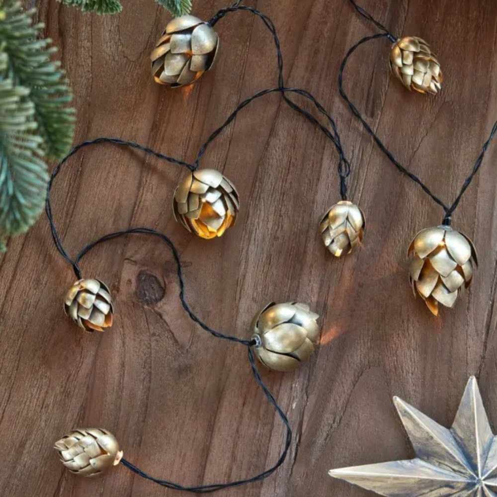 Pinecone Garland Lights Gold - NEST & FLOWERS