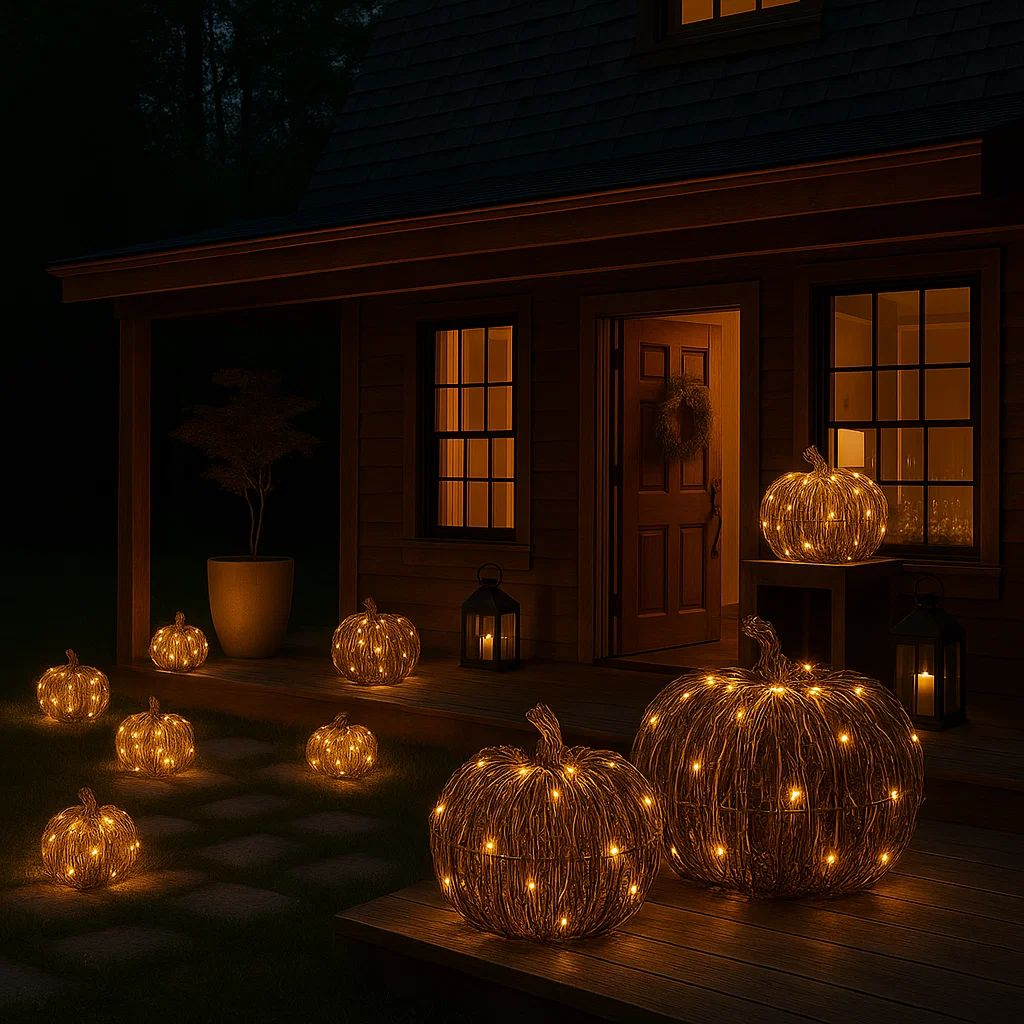 x2 Rattan Pumpkin Lights