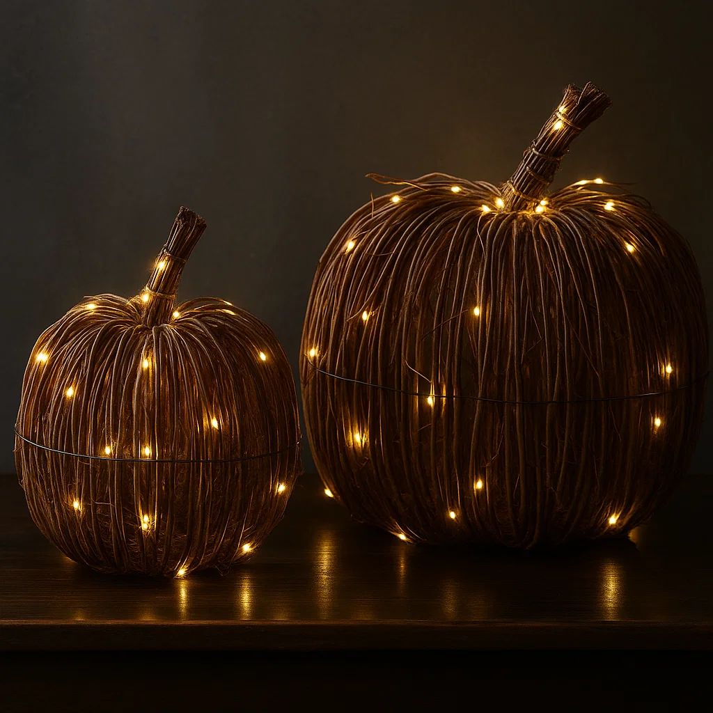 x2 Rattan Pumpkin Lights