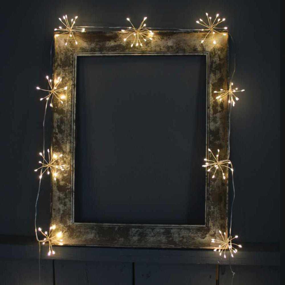 x3 Starburst Garland Lights Silver