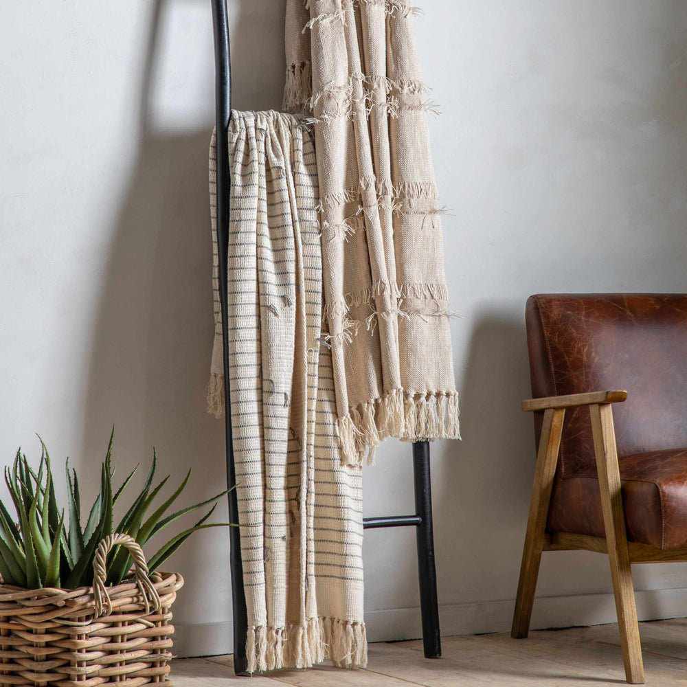 Stripe Throw Natural Grey - NEST & FLOWERS