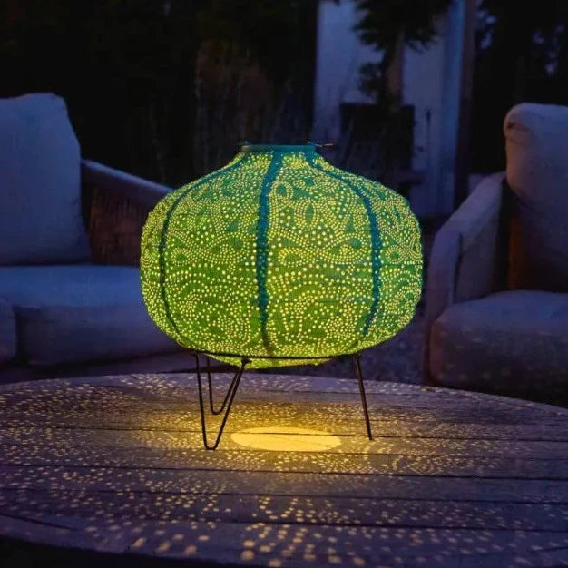 Solar Lantern Pumpkin Teal