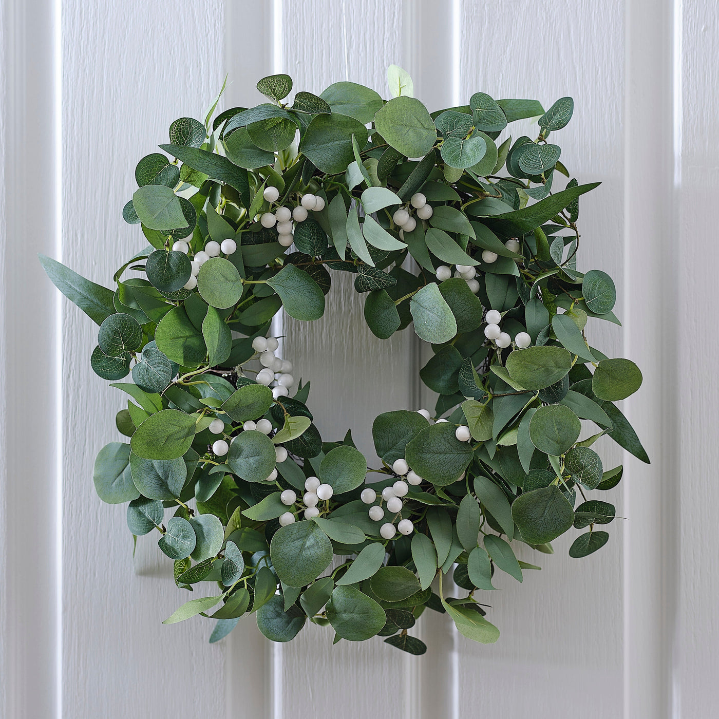 Eucalyptus and White Berries Christmas Wreath