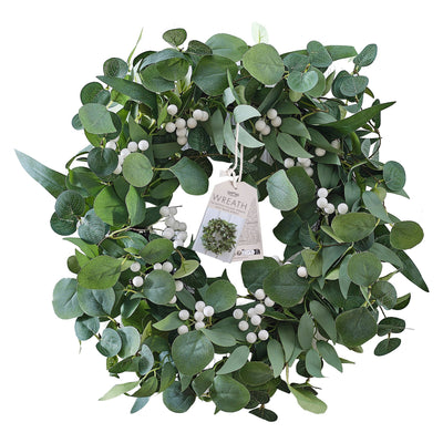 Eucalyptus and White Berries Christmas Wreath