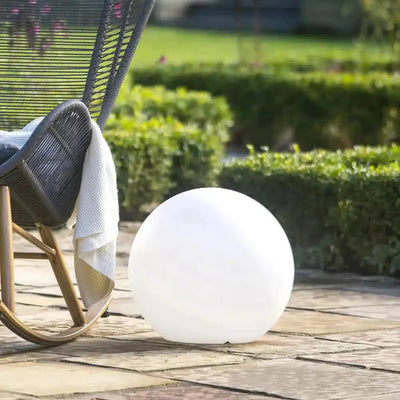 White Ball Outdoor Floor Lamp