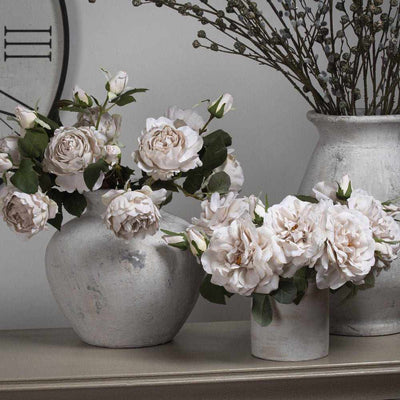 White Short Stem Roses x3