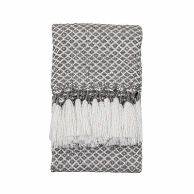 Woven Wrapped Tassel Throw Grey - NEST & FLOWERS