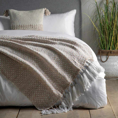 Woven Wrapped Tassel Throw Natural - NEST & FLOWERS